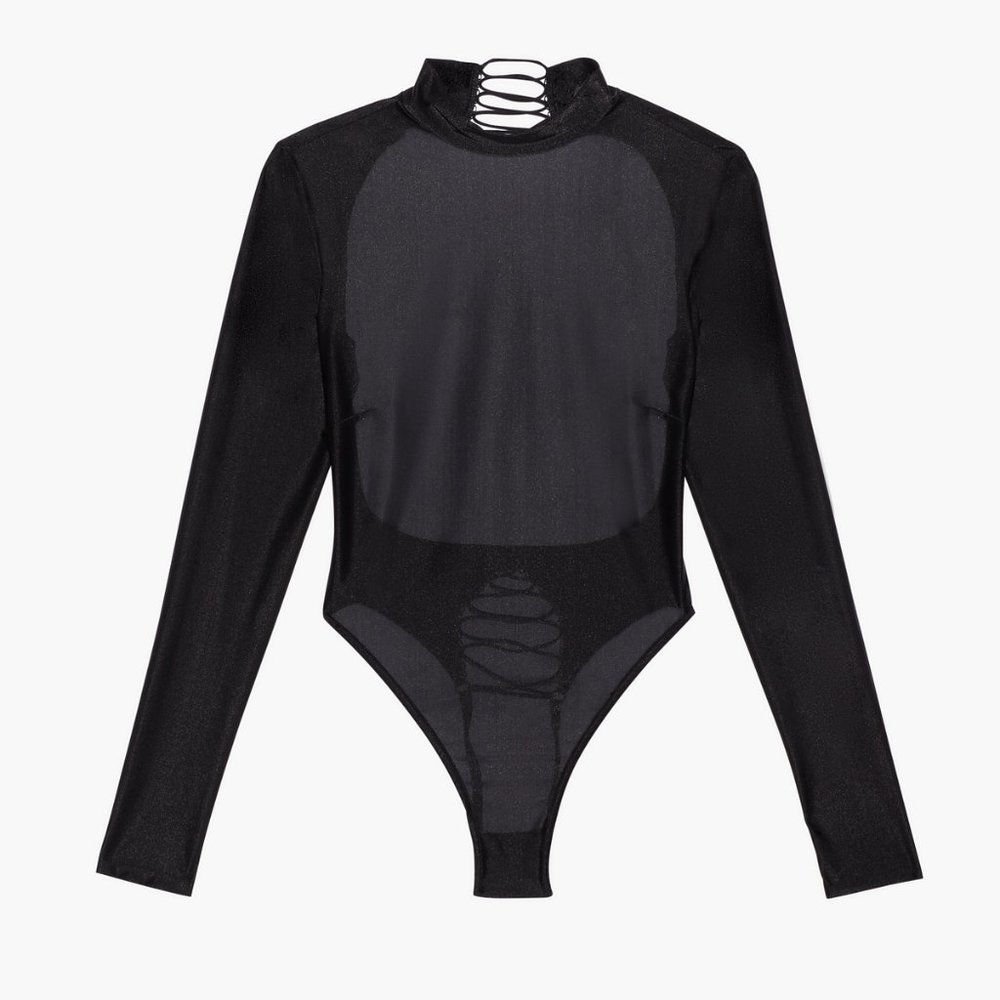 SAVAGE NOT SORRY LONG-SLEEVE OPEN-BACK GLISSENETTE TEDDY
